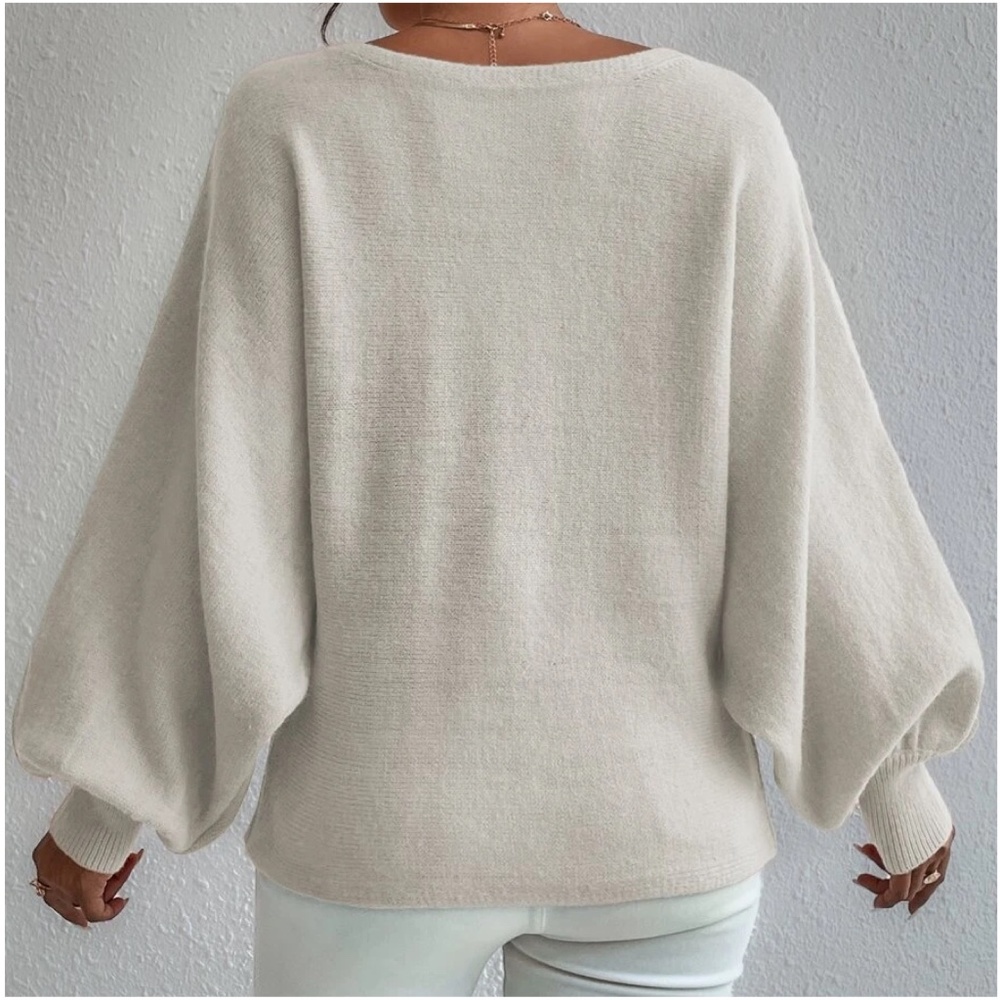 Cozy Print Balloon Sleeve Sweater Top - Picture 10 of 11